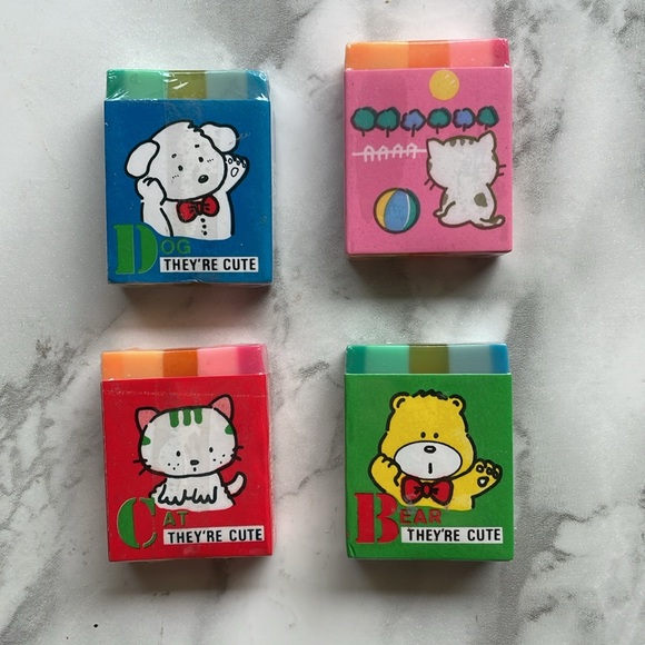 Vintage Cat Dog Bear sealed eraser lot - Picture 2 of 6